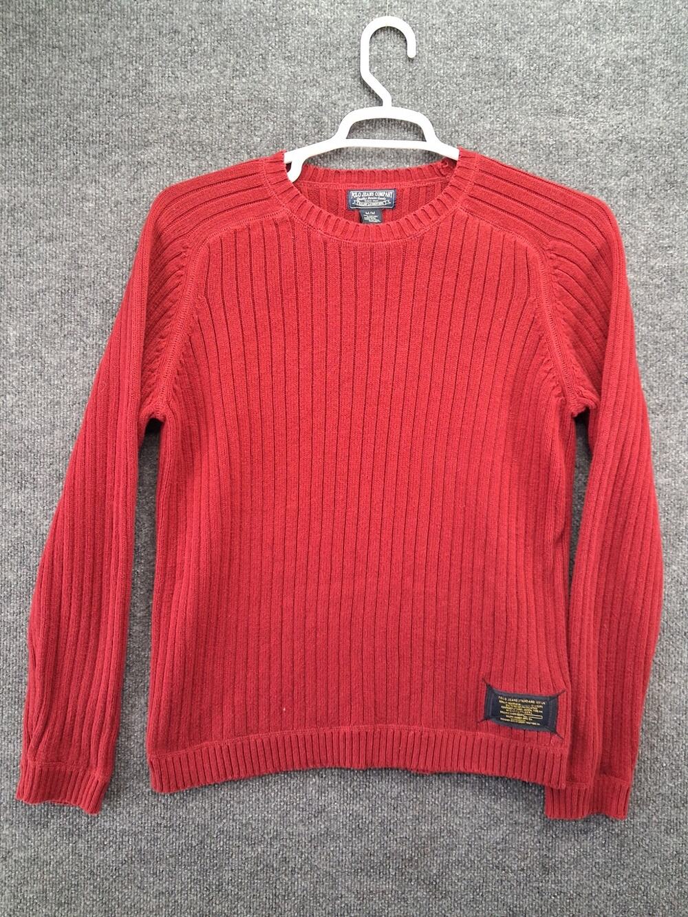 Polo Jeans Co Ralph Lauren Sweater Mens Medium Red Ribbed Knit